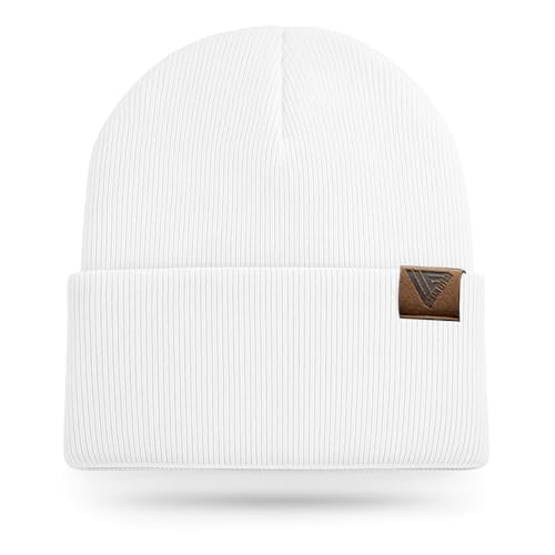 Urban Effort Unisex Knit Beanie – Warm Acrylic Cuffed Winter Hat for Men & Women, Soft Stretch Fit, Classic Streetwear Style (Cream)