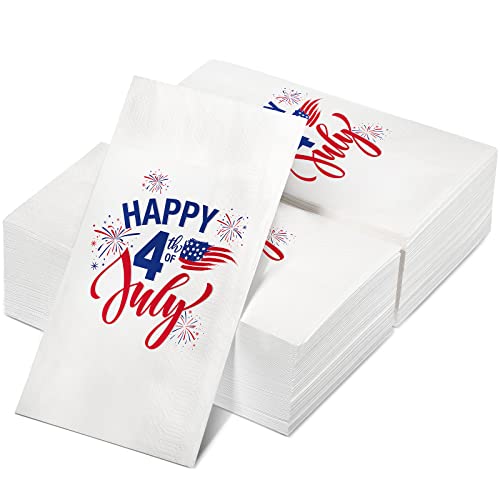 100 Pieces 4th of July Napkins Independence Day Paper Guest Towels Disposable Memorial Day Hand Towels for Home Kitchen Patrioti