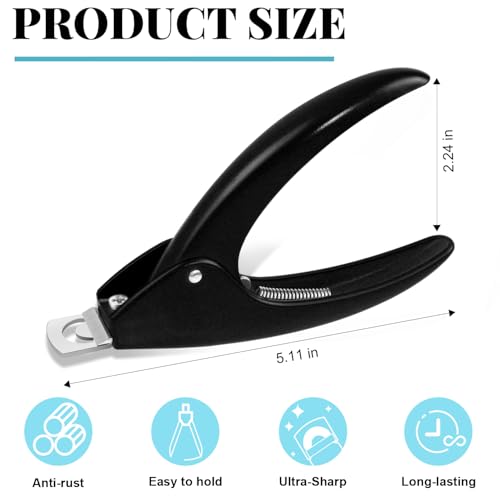 MORGLES Acrylic Nail Clipper with Magnets, Magnet Nail Cutters for Fake Tips with Length Measurement for Precise Manicures, Black