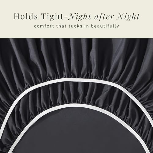Image of Hearth & Harbor Extra Deep Pocket Sheets - Fits Mattress 18-24 Inches Deep - Extra Deep Pocket Full Size Sets - 6 Piece Full Size - Full - Black