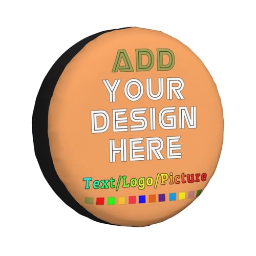 Image of Custom Spare Tire Cover, Personalized Text Image Waterproof Dust-Proof Universal Wheel Covers Protectors Fits Tire for Trailer RV SUV Truck Camper, SandyBrown