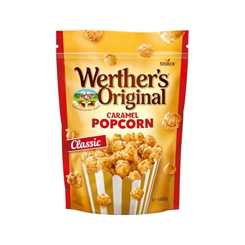 Werther's Original Caramel Popcorn Classic – 1 x 140 g – Popcorn mit Sahne-Karamell-Überzug – Knuspriger Snack mit Karamellgeschmack