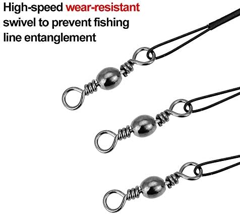 DECARETA 72pcs Fishing Wire Trace Leaders Lure Wire Trace Stainless Steel Trace Leaders with Snap for Pike Hidden Main Line Prevent Fish Bite Line 15cm 20cm 25cm (Black)