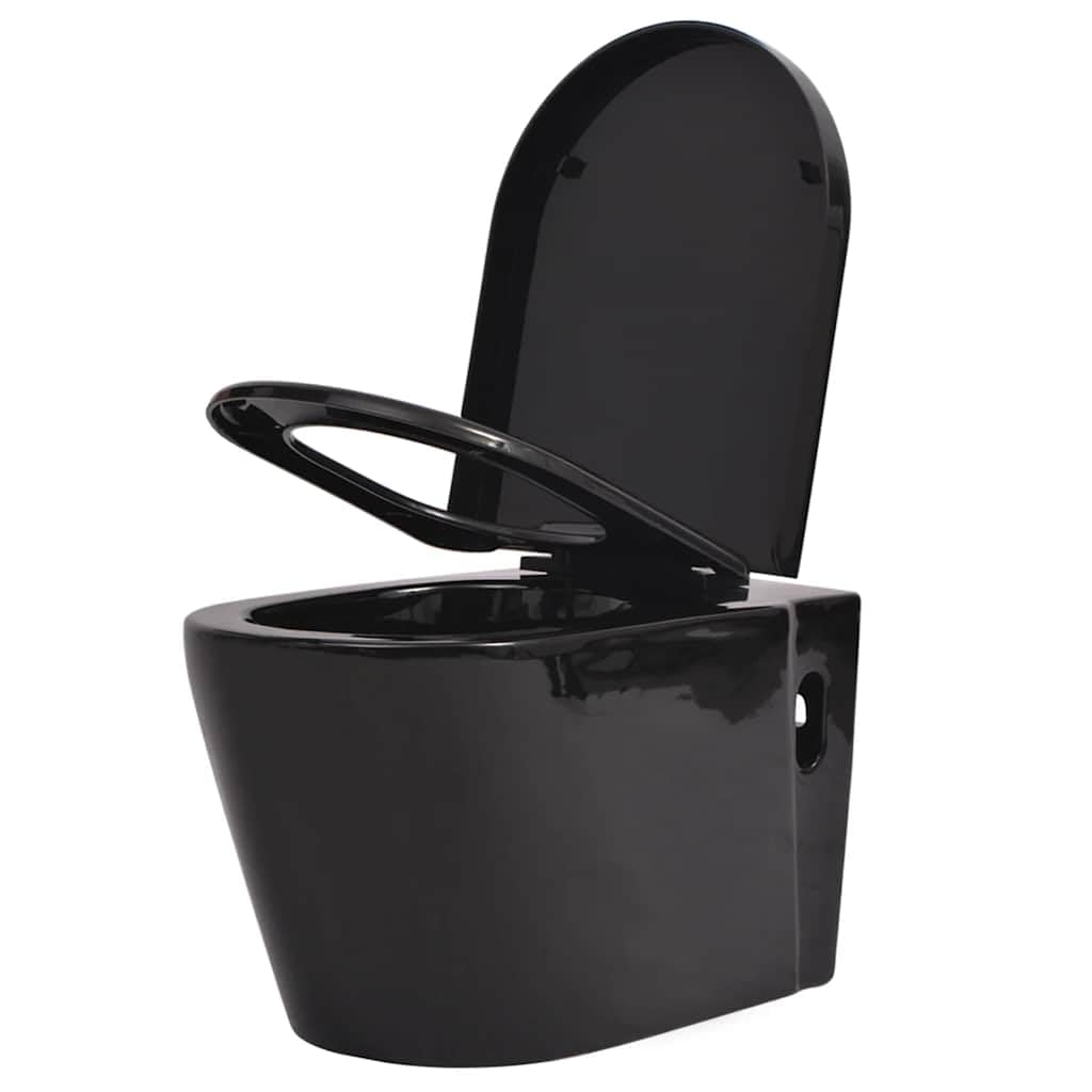 Inodoro de pared de cerámica negro con sistema de cierre