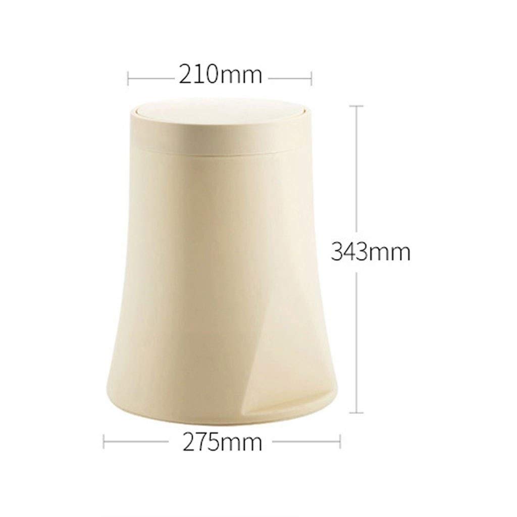 Garbage Can Push-Type Trash Can Round Plastic Trash Bag Box Large 12L Household Living Room Bathroom Storage Bin Desktop Trash Can (Color : Black) (Black)
