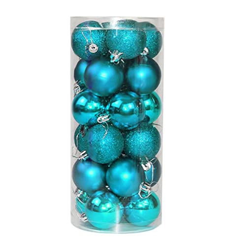 60mm/6Pcs Christmas Baubles Shatterproof Teal Blue Christmas Tree Decorations Ball Ornaments Balls Xmas Hanging Decorations Holiday Decor - Shiny Matte Glitter