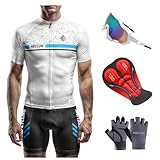 Conjuntos de Maillot Verano de Ciclismo de Manga Corta para Hombre, Camiseta y Culotte de Ciclismo Transpirables de Secado rápido, Maillot ciclismo montaña carretera (Set-4,4x_l)