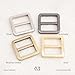 CRAFTMEMORE Flat Metal Slide Buckle Triglide Strap Keeper Leathercraft Bag Belt Adjuster Sliders 6 Pack VTSL (1 Inch, Brushed Brass)