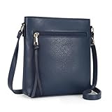DOB SECHS Sac à bandoulière en cuir synthétique souple pour femme, sac à bandoulière avec plusieurs poches, sangle réglable, parfait pour un usage quotidien, Pua270-bleu, 25 x 23 cm (H x B x L)