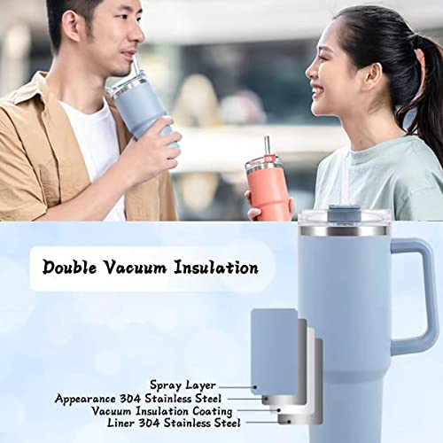 40 Oz Tumbler With Handle And Straw Lid, Double Wall Vacuum Sealed Stainless Steel Insulated Slim Tumblers, Travel Mug For Hot And Cold Beverages,Thermos Travel Coffee Mug(Color : Brown) #TOP4