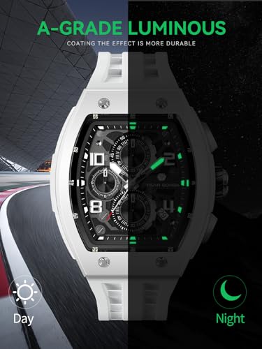 Image of Tsar Bomba Mens Watches Quartz Wristwatch for Men Waterproof 50M Analog Luxury Tonneau Chronograph Calendar Date Men's Dress Business Work Watch Gift for Men