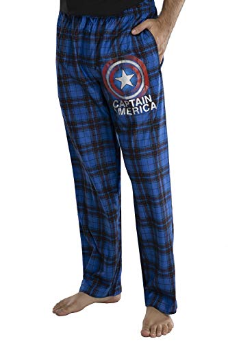 Marvel Mens' Captain America Shield Logo Plaid Pajama Lounge Pants4