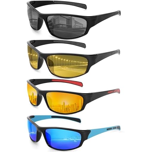 Beipegin 4 Piezas Deportivas Gafas de Sol Hombre Mujer, Gafas Ciclismo, Gafas Running, Protección UV400 para Correr Conducir Pescar Ciclismo | Ya disponible en tu tienda friki favorita! En mundofriki.es!