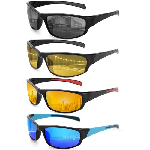 Beipegin 4 Piezas Deportivas Gafas de Sol Hombre Mujer, Gafas