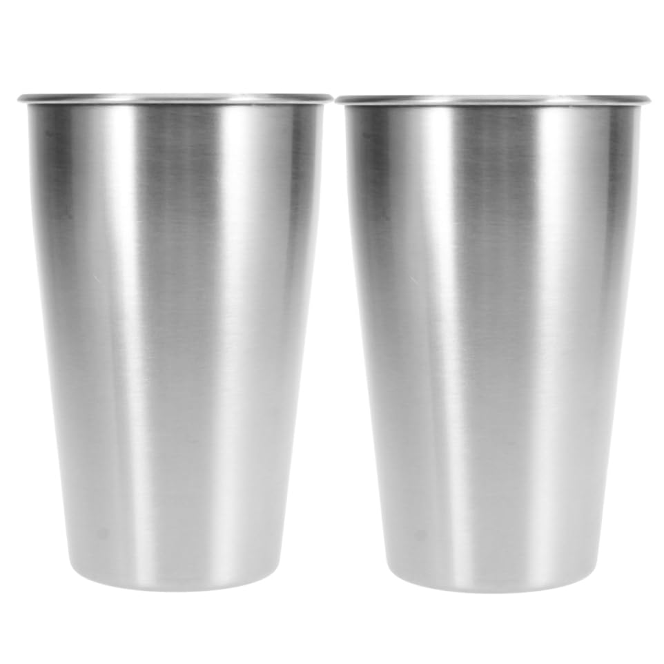 MAGICLULU Lot De 2 Gobelets En Acier Inoxydable 500 Ml À Fond Plat Portables Et Sûrs Pour L'extérieur