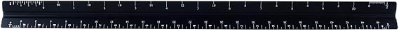 12 Inch Imperial Architectural Scale Ruler Etched Aluminum Triangular Black for Architects Draftsmen Engineers with Multiple Measurement Scales