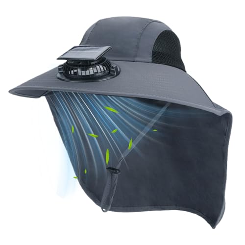 Chapeau de pêche ventilateur solaire anti-UV à large bord respirant pour voyage