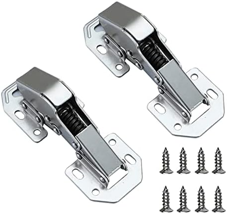 Hidden Cabinet Hinges for Doors Surface Mount Concealed Cabinet Hinges for Kitchen Cabinets Frameless with Screws Degree Spring Hidden Hinges for Cupboard Wooden Boxes(2）
