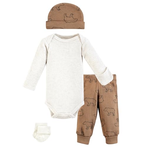 Image of Hudson Baby Unisex Thermal Preemie Layette Set 4pc Short Sleeve Outfit