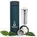 VIBRANT ALL IN ONE Travel Mug - TEA INFUSER Bottle WITH 2 PIECE STEEPER STRAINER COMBO - Insulated HOT COFFEE THERMOS - Cold FRUIT INFUSED Water - LEAK PROOF Tumbler Double wall Stainless Steel 16.9oz