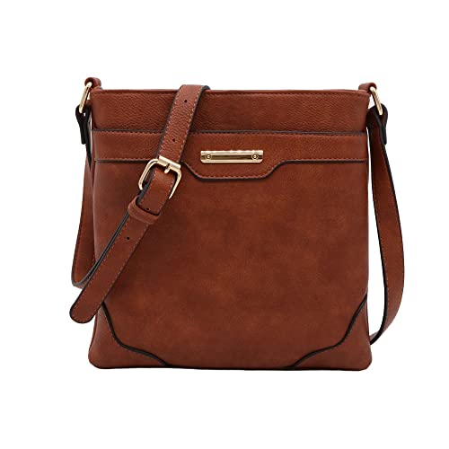 Image of Medium Size Solid Modern Classic Crossbody Bag with Gold Plate