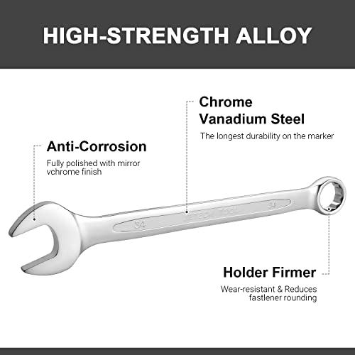 Image of Jetech 34mm Combination Wrench, Metric 12-Point Chrome Vanadium Steel Spanner, Industrial Grade with 15-Degree Offset, Fully Polished Finish, Heat-Treated Forged Tool