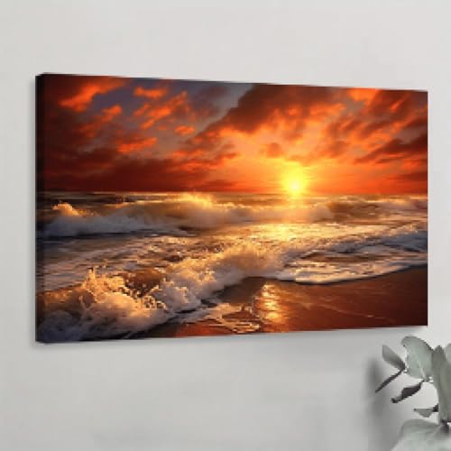 Décoration murale coucher de soleil océan pour habiller un grand mur vide