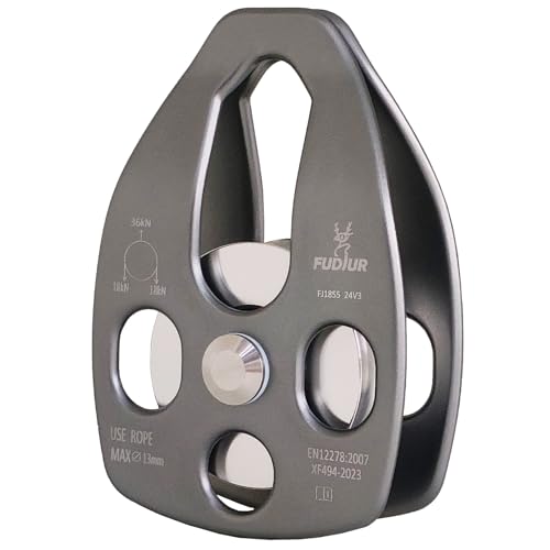 Zipline Large Pulley 40KN(8992LBS) Climbing Single Sheave with Swing Plate CE UIAA Certified Tree Work Zip Line Rock Climbing Rigging and Arborist Gear