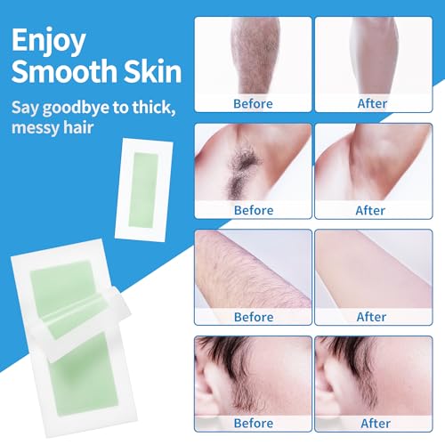Bandas de Cera Depilatoria Facial Corporal Hombres Listas para Usar, 36 Tiras de Cera Fría con 4 Toallitas de Aceite Calmante Post-Depilación, para Facial, Cuerpo Piernas Axilas - imagen 4