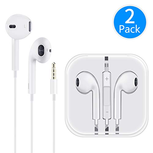 Écouteurs avec Micro et Microphone Contrôle du Volume Stéréo Isolation du Son pour iPhone 6s/ 6/5/ iPad/iPod/Android/ MP3 Deux Packs