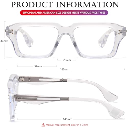 Image of AIEYEZO Fashion Square Blue Light Glasses for Men Women Retro Thick Frame Blue Light Blocking Computer Glasses
