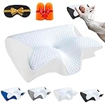 Sleep Apnea Pillow, Memory Foam Neck Pillow, Ergonomic Cervical Memory Foam Pillow, Neck Support Sleep Apnea Pillow, Orthopedic Ergonomic Pillows for SleepApnea, Side Sleepers, Contour Support (White)