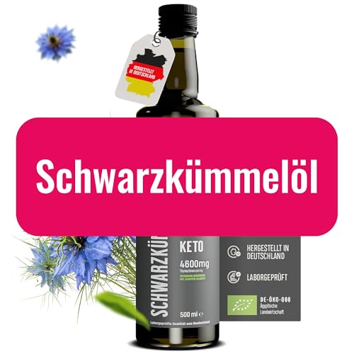 Nigella Schwarzkümmelöl Bio kaltgepresst 500ml | ungefiltert & naturrein | Black Seed Oil mit hohem Thymochinongehalt (4600 mg/1000 ml) ohne Zusatzstoffe aus deutscher Ölmanufaktur