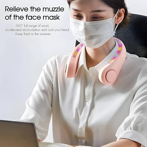 Image of Bladeless Neck Cooler - Portable Neck Fan for Heat Relief, Wearable Personal Air Conditioner with Adjustable Cooling, Rechargeable Bladeless Neck Fan for Outdoor Use, Lightweight Hands
