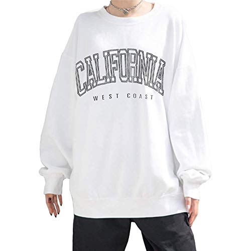 Women’s California Crewneck Sweatshirts Long Sleeve Oversize Boyfriends Pullovers Tunic Tops #TOP1