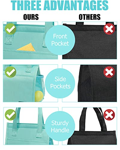 Fmeida Insulated Lunch Bag Women, Simple Lunch Tote Bags, Waterproof Thermal Cooler Lunch Bag, Reusable Adult Lunch Box Bag For Women | Small Mint Blue, Front&Side&Interior Pockets, Velcro #TOP1