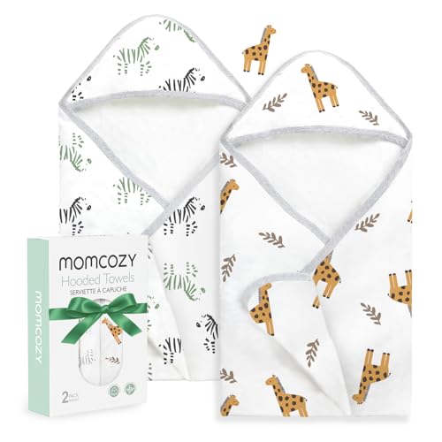 Image of Momcozy Best Wishes Baby Towel with Hooded-Original Design Baby Towel Set -Soft & Absorbent- Shower Gifts or Bath Essential for Infant, Newborn, Toddler