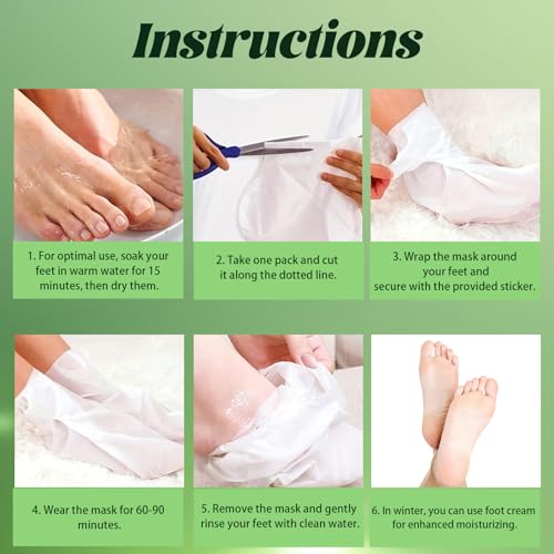 PacuM 2 Pares Peeling Pies Mascarilla Pies Exfoliante Foot Peel Mask Hidratante Talones Agrietados Mascarilla Suaviza Cutículas Repara Agrietada Muerta para Hombres Mujeres (Aloe Vera) - imagen 3
