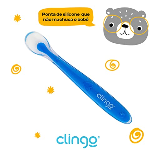 Clingo Colheres De Silicone Premium Azul