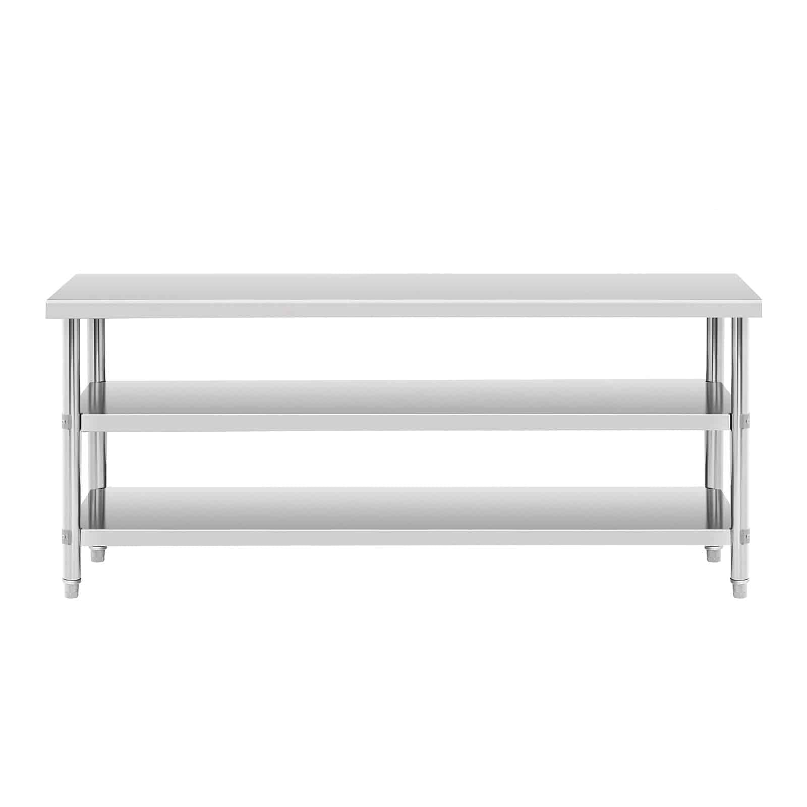Royal Catering RCAT-200/60-PS3SH - Tavolo in acciaio INOX, 200 x 60 cm, 500 kg, 2 ripiani in acciaio inox