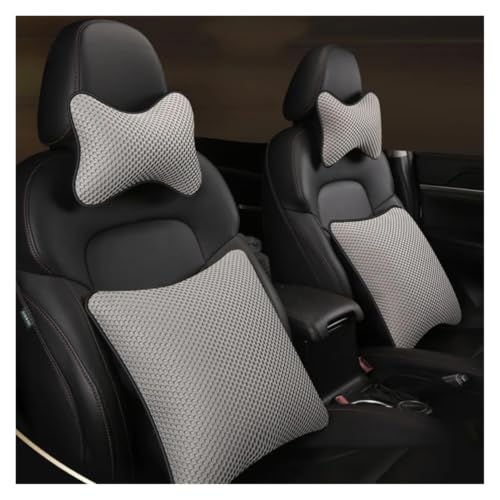 Cojín de asiento de coche y reposacabezas de soporte para cuello transpirable negro (2 piezas) 5