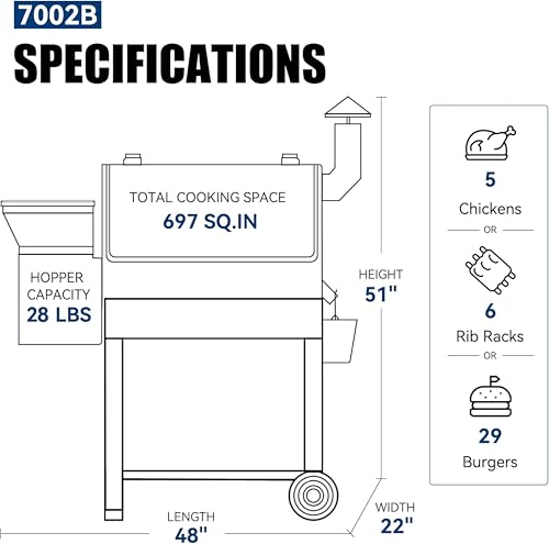 Z GRILLS Pellet Smoker Grill with PID Control, Rain Cover, 700 sq. in Cooking Area for Outdoor BBQ, ZPG-7002B
