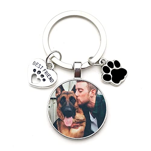 jinfu Personalised Photo Keyring - Dog, Memorial, Pet Dog Keychain, Custom Keyring for Women & Men