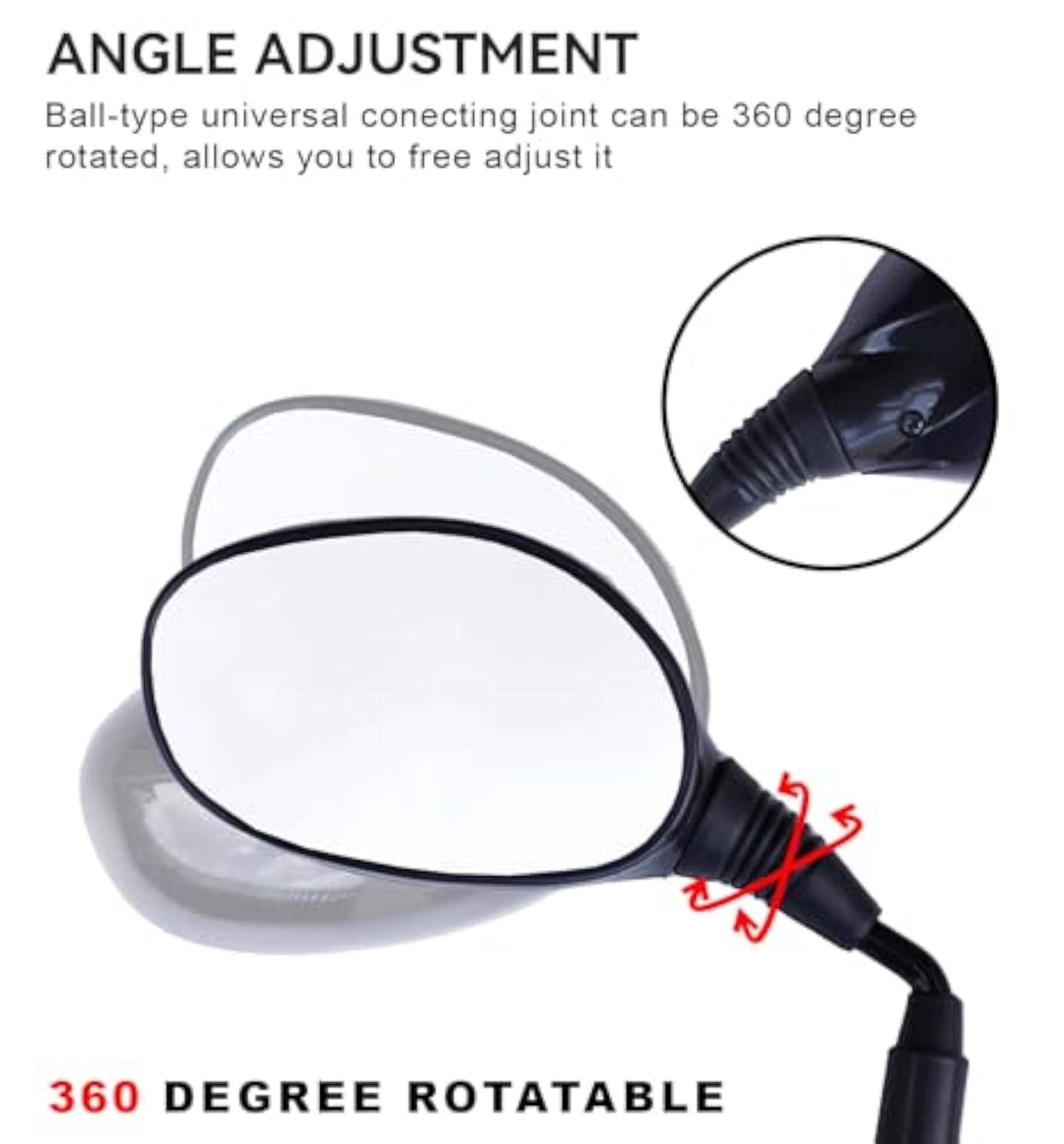 MR752L Side View Glass Rear View Mirror Compatible For Hero Passion Pro