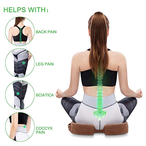 Oveynersin Seat Cushion For Office Chair Comfortable Desk Chair Cushion - 100% Memory Foam Car Seat Cushion - Coccyx Orthopedic Pad - Relieves Back, Hip, Sciatica Pain Pillow For Sitting (Brown) #TOP3