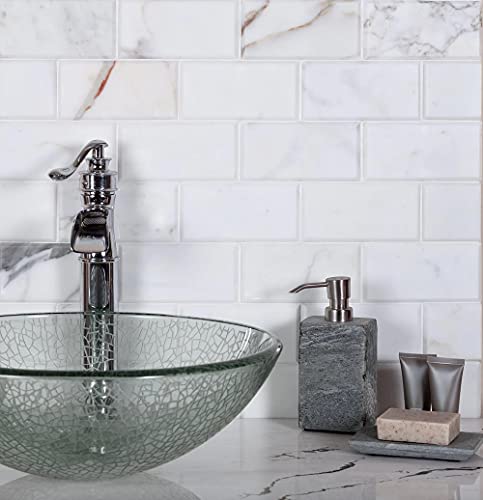 3"x6" Beveled Calacatta Gold Marble Subway Tile (5.00 Sq ft- Box of 40 Sheets)