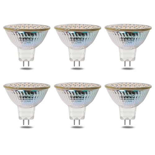GLMING MR16 G5.3 48-2835 SMD-LED-Leuchtmittel, 3 W, G5.3, Bi-Pin-Sockel, Lampe Spot, AC 12 V/DC 12 - 24 V, warmweiß, 6 Stück, GU5.3 [Energieklasse A+]