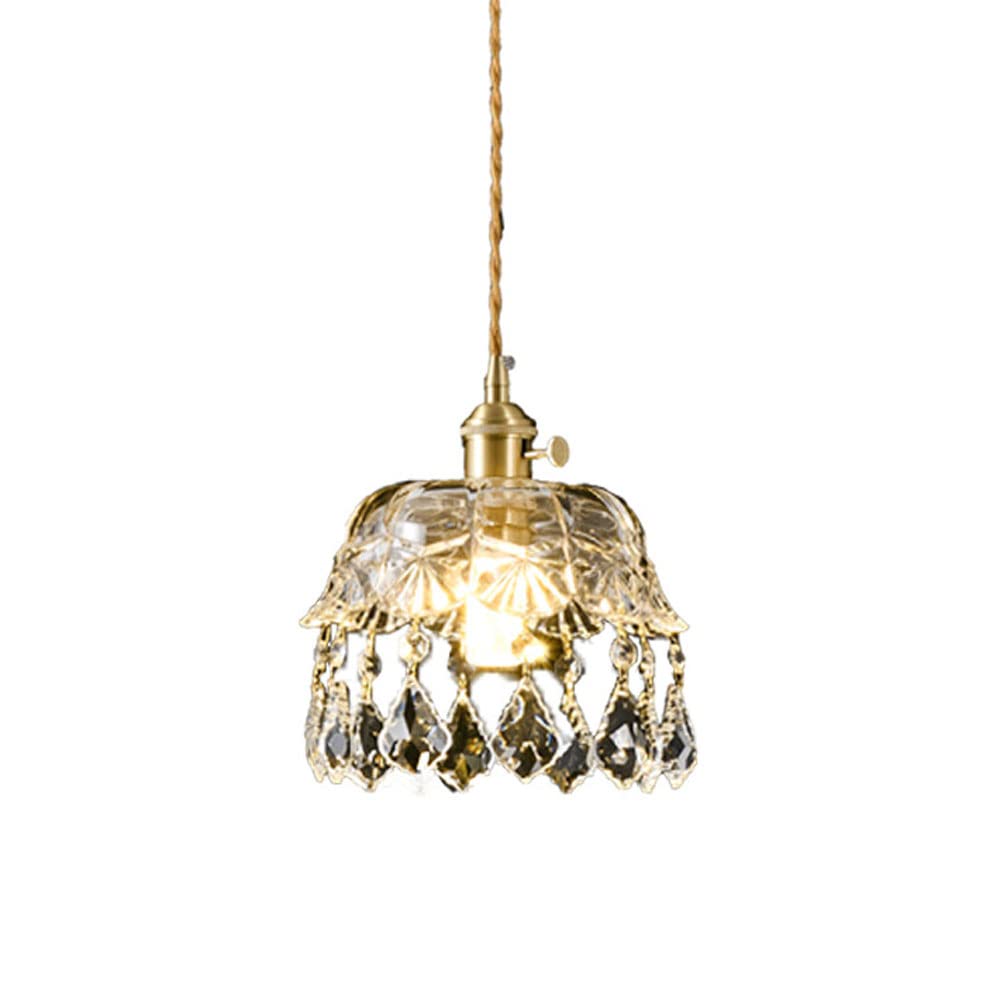 Lampa wisząca w stylu vintage Regulowana kryształowa lampa wisząca z przezroczystym kloszem szklanym, wiejska lampa sufitowa wisząca do kuchni Wyspa Jadalnia Bar Present