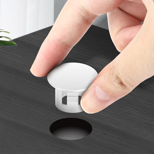 Image of 300PCS 1 /4 inch Plastic Plugs Hole, White Round PA66 Plug Furniture Hole Decorative Cover