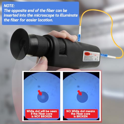 Image of Handheld Optical Fiber Microscope, 400x Fiber Optic Microscope LED Light Coaxial Illumination 2.5mm and 1.25mm Adapters Fiber Cable Microscope Detector
